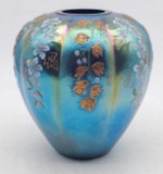 Fenton Favrene Iridescent Glass Ginger Jar Vase