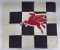 Vintage Mobil Racing Cloth Checkered Flag w/ Pegasus Graphic