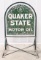 Vintage DST Quaker State Motor Oil Tombstone Curb Sign