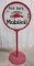 Early DSP Gargoyle Mobiloil Lollipop Curb Sign w/ Gargoyle Mobiloil Base