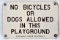 Vintage SSP Chicago Park District No Bicycles Sign