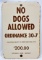 Vintage SSP Chicago Park District No Dogs Allowed Sign