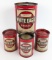 (4) Vintage SOCONY White Eagle Grease Cans