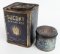 (2) Early SOCONY Standard Oil Of New York Cup Grease Cans