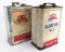 (2) Vintage Gargoyle Mobiloil One Gallon Paper Label Cans