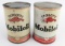 (2) Early Gargoyle Mobiloil 1 Quart Metal Oil Cans