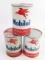 (3) Vintage Mobiloil Aero Red / Green / White Band Aircraft Oil Metal Quart Cans