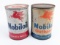 (2) Vintage Mobiloil Outboard Quart Metal Oil Cans