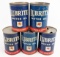 (5) Vintage Mobil Lubrite Motor Oil One Quart Metal Oil Cans