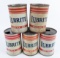 (5) Vintage Mobil Lubrite Motor Oil One Quart Metal Oil Cans