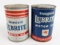 (2) Vintage Mobil Standard Lubrite Motor Oil One Quart Metal Oil Cans