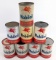 (8) Vintage Mobiloil One Quart Metal Oil Cans