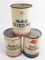 (3) Vintage Mobil Freezone / Permazone Anti-Freeze Metal Quart Cans