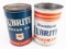 (2) Vintage Mobil Lubrite 5 Quart Metal Oil Cans