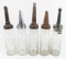 (5) Early SOCONY One Quart Glass Oil Bottles w/ Spouts