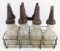 (7) Vintage Glass One Quart Oil Bottles w/ Spouts & Carrier