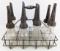 (8) Glass Quart Oil Bottles w/ Gargoyle Mobiloil Embossed Spouts & Carrier
