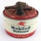 Vintage Mobiloil Outboard 2-1/2 Gallon Oil Can w/ Wood Handle