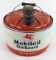 Vintage Mobiloil Outboard 2-1/2 Gallon Oil Can w/ Wood Handle