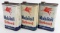 (3) Vintage Mobiloil Outboard Boat Motor Quart Oil Cans