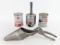 Vintage Mobil Upper Lube 4oz Cans / Dispenser & Funnel Spout