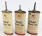 (3) Early SOCONY Mobil Lead Top Handy Oil 4oz Oiler Cans