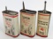 (3) Vintage Mobil Tavern Electric Motor Oil Lead Top Oil Cans