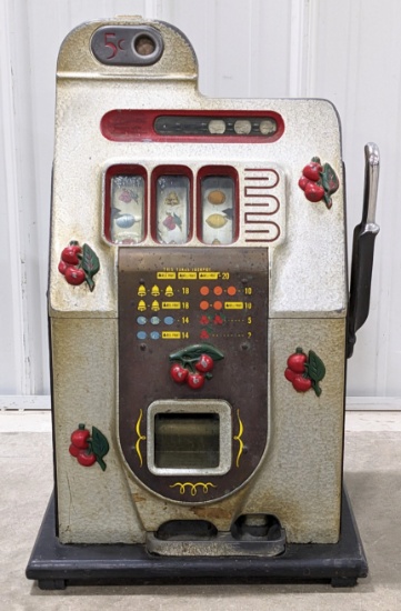 Vintage Mills Black Cherry 5¢ 3-Reel Slot Machine