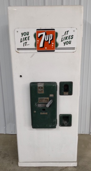 Vintage 7up Soda SelVend Vending Machine w/ SSP 7up Sign