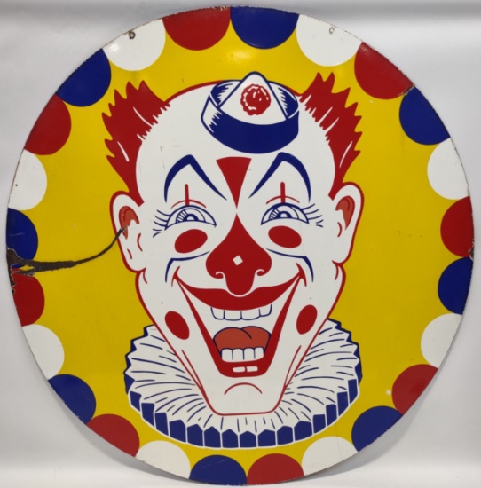 4ft Vintage SSP Clown Amusement Park / Carnival Sign / Kiddieland Park Melrose IL
