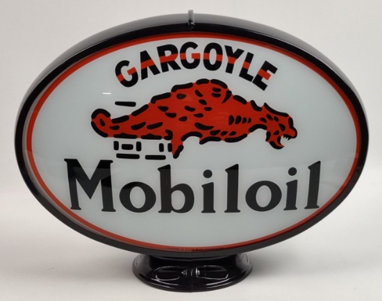 Contemporary Gargoyle Mobiloil Gas Pump Globe w/ Glass Lenses & Capcolite Body