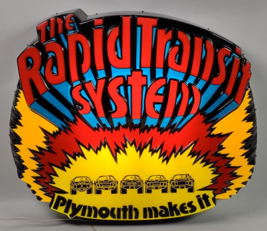 1990s MOPAR Plymouth  " The Rapid Transit System " 3D Vacuum Formed Lighted Dealership Style Sign