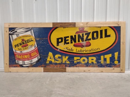 7ft Vintage Illiana Speedway Pennzoil Racing Oil SSW Track Wall Sign