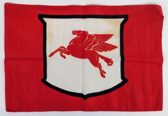 Vintage Mobil Oil Pegasus Cloth Red Racing Flag