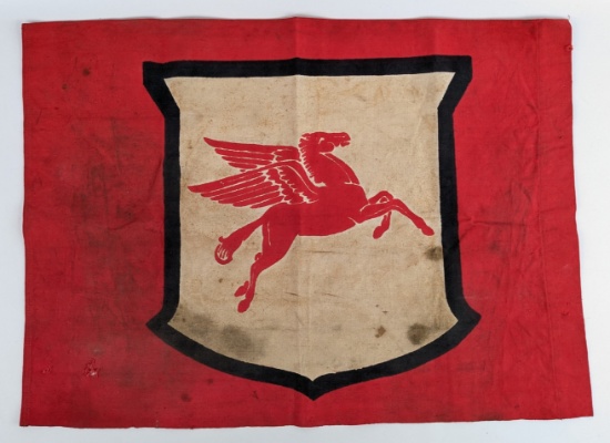 Vintage Mobil Oil Pegasus Cloth Red Racing Flag