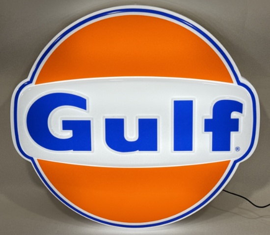 Gulf Service Station Embossed Lighted Custom Sign