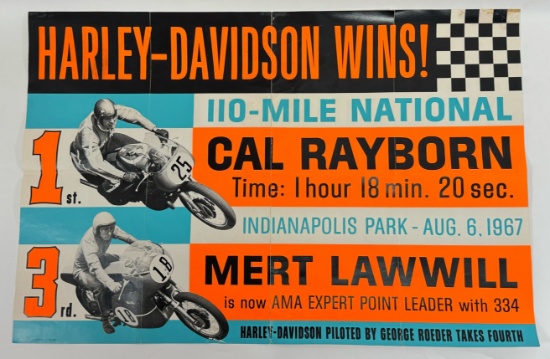 Orig. 1967 Harley-Davidson Dealer Race Poster
