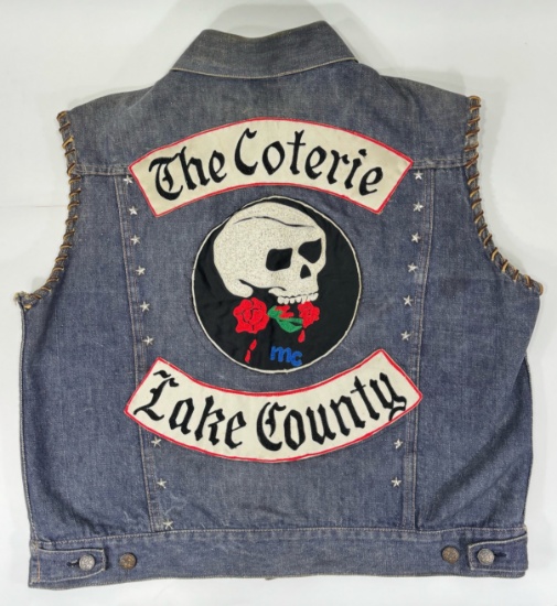 Vintage Lake County Coterie Motorcycle Club Denim Vest