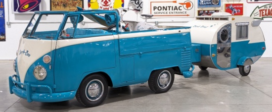 1964 Volkswagen Transporter Truck with Custom Matching Camper Trailer