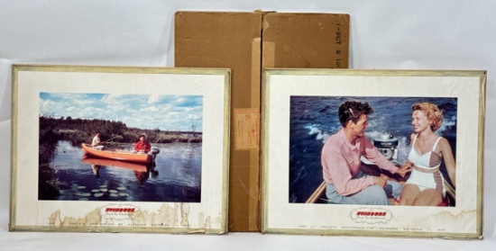 Orig. 1949 Evinrude Outboard Boat Motors Dealership Easel Back Signs