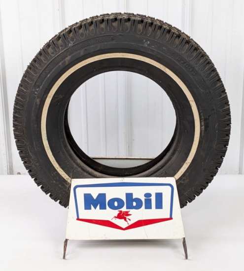 Vintage Mobil Service Station Tire Display Rack w/ NOS Mobil Tire