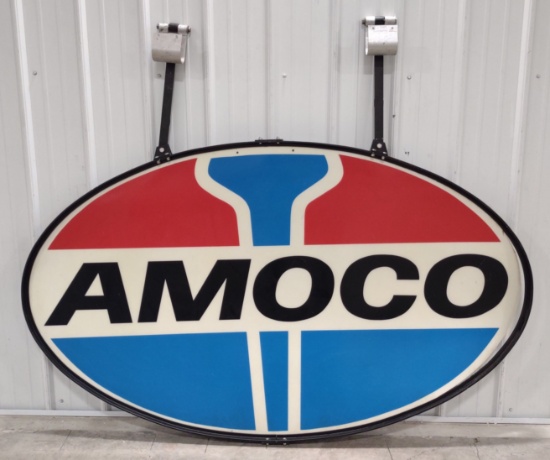 6ft Vintage AMOCO Gas Station 2-Sided Fiberglass Sign w/ Custom Ring