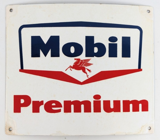 Vintage SSP Mobil Premium Gas Pump Plate Advertising Sign