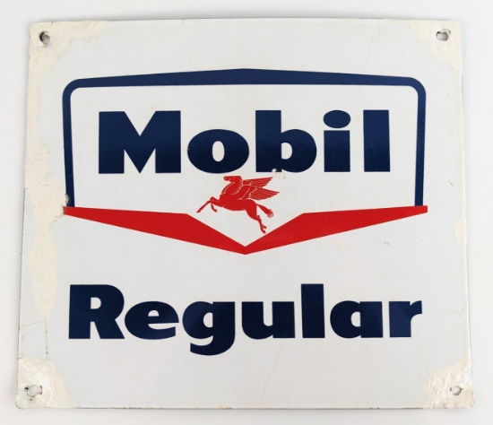 Vintage SSP Mobil Regular Gas Pump Plate Advertising Sign