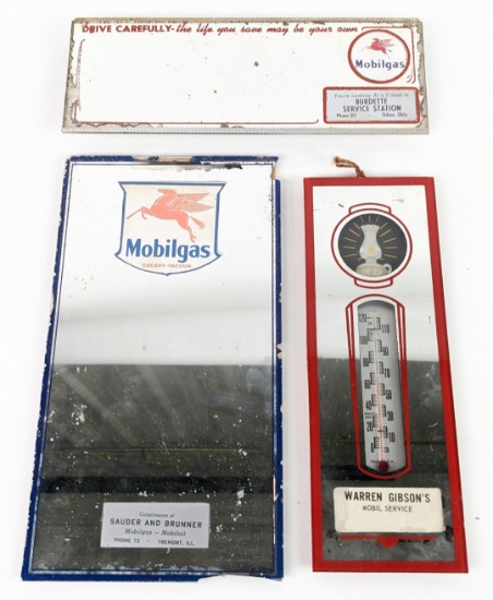 3) Vintage Mobil Gas Station Promotional Advertising Mirrors