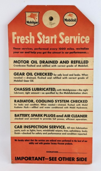 Vintage Mobil DS Cardboard Fresh Start Service Gas Station Sign