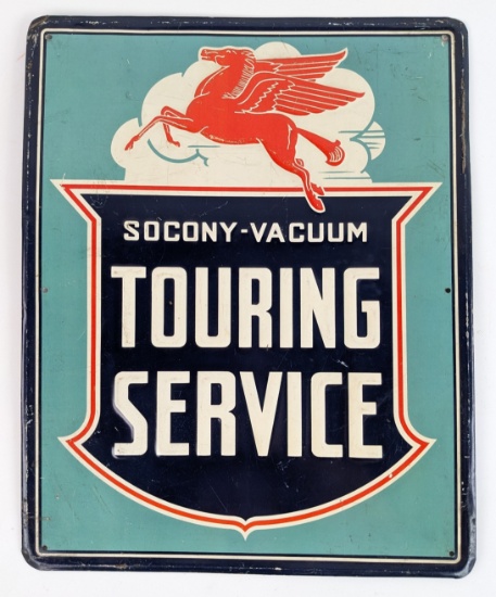 Vintage SST Mobil SOCONY-Vacuum Touring Service Embossed Sign