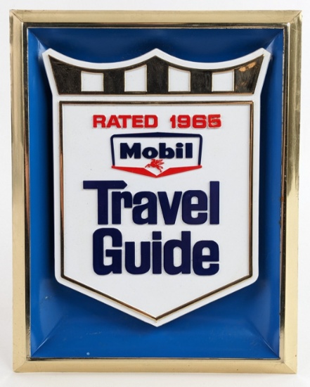 Vintage 1965 Mobil Service Station Travel Guide Countertop Sign