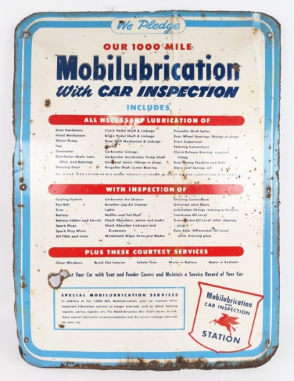 Vintage SST Mobilubrication Mobil Gas Station Embossed Sign