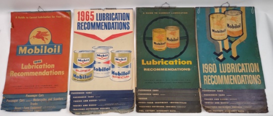 4) Vintage Mobil Service Station Lubrication Charts